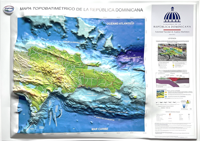Mapa topobatimétrico de la República Dominicana